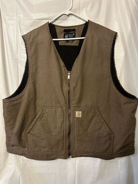 Carhartt Vest Men's 3XL Relaxed Fit Canvas Duck Sherpa Lined OV4394-M